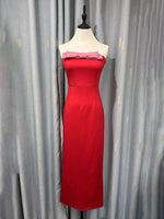 Strapless Jurk met Chic Strikdetail - Midi Dresses - Jurkjes.co