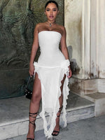 Strapless Maxi Jurk met Hoge Split - Group2 - Jurkjes.co