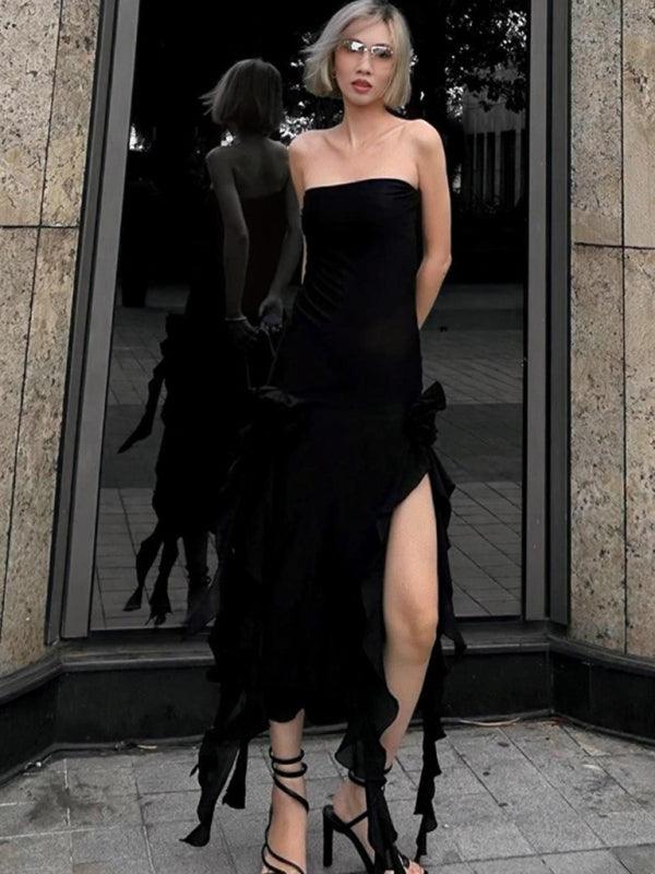 Strapless Maxi Jurk met Hoge Split - Group2 - Jurkjes.co