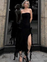 Strapless Maxi Jurk met Hoge Split - Group2 - Jurkjes.co