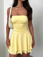 Strapless Mini Jurk met Uitlopende Rok - Bodycon Dress - Jurkjes.co