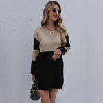 Sweater Jurk met Breipaneel Contrast - Maxi Dresses - Jurkjes.co