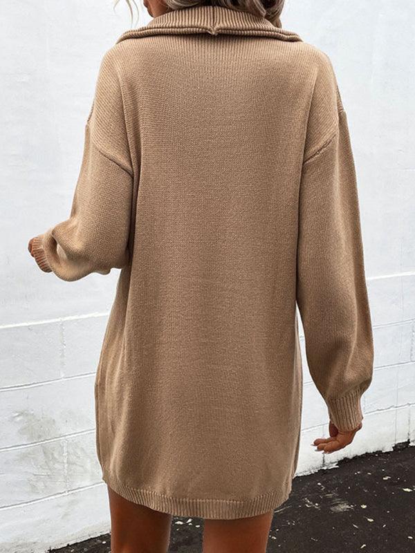 Sweater Jurk met Knoopdetails - Mini Dresses - Jurkjes.co