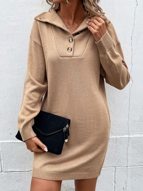 Sweater Jurk met Knoopdetails - Mini Dresses - Jurkjes.co