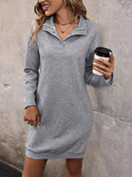 Sweatshirt Jurk met Hoge Kraag - Maxi Dresses - Jurkjes.co