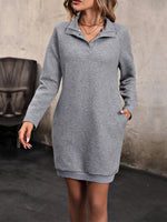 Sweatshirt Jurk met Hoge Kraag - Maxi Dresses - Jurkjes.co