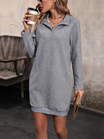 Sweatshirt Jurk met Hoge Kraag - Maxi Dresses - Jurkjes.co