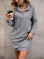 Sweatshirt Jurk met Hoge Kraag - Maxi Dresses - Jurkjes.co