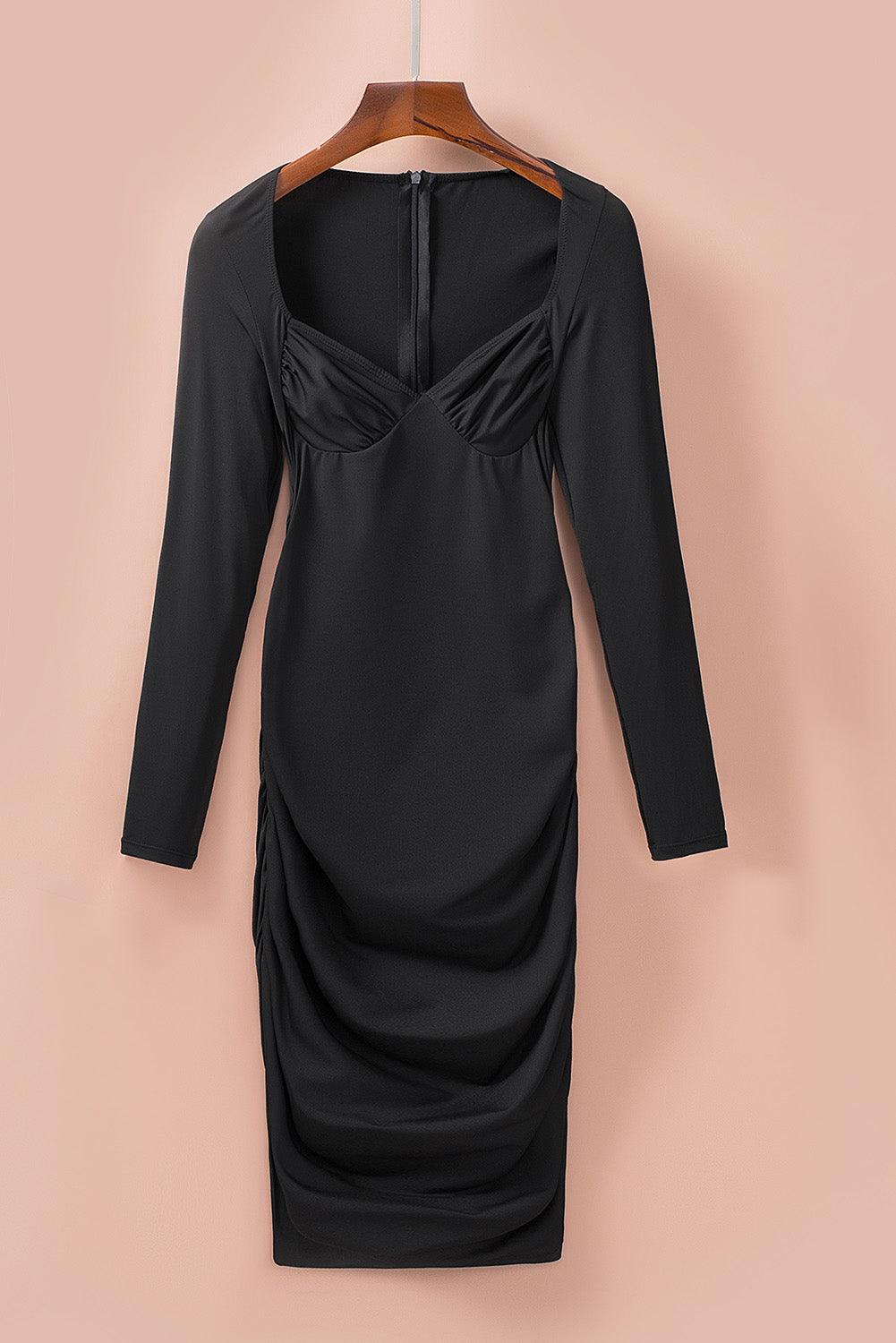 Sweetheart Bodycon Mini Jurk met Lange Mouw - Mini Dresses - Jurkjes.co