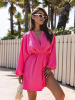 Swing Jurk met V-hals en Elastische Taille - Maxi Dresses - Jurkjes.co