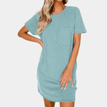 T-shirt Jurk met Geribbelde Stijl - Women Summer Dress - Jurkjes.co