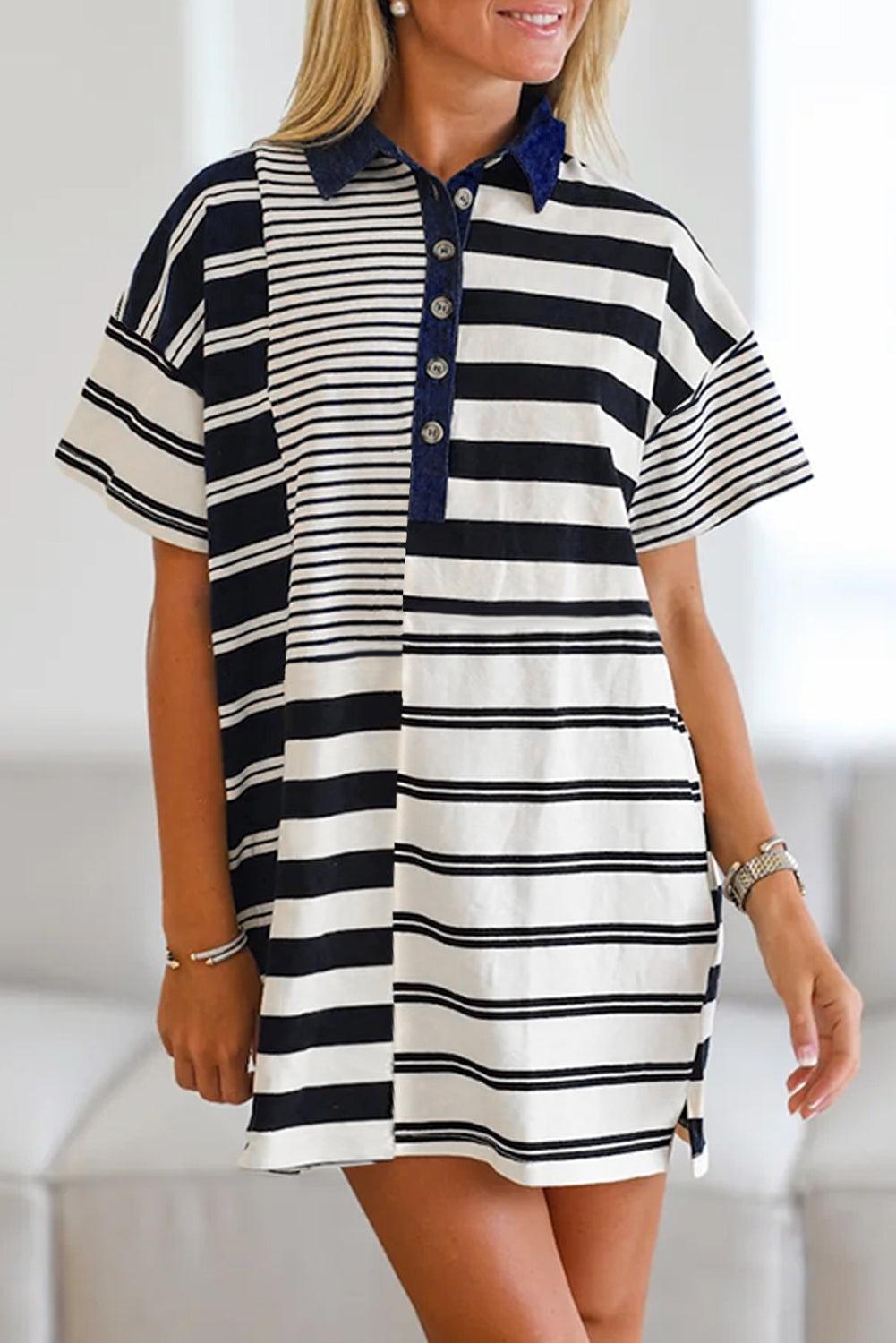 T-shirt Jurk met Gestreept Patroon - T Shirt Dresses - Jurkjes.co