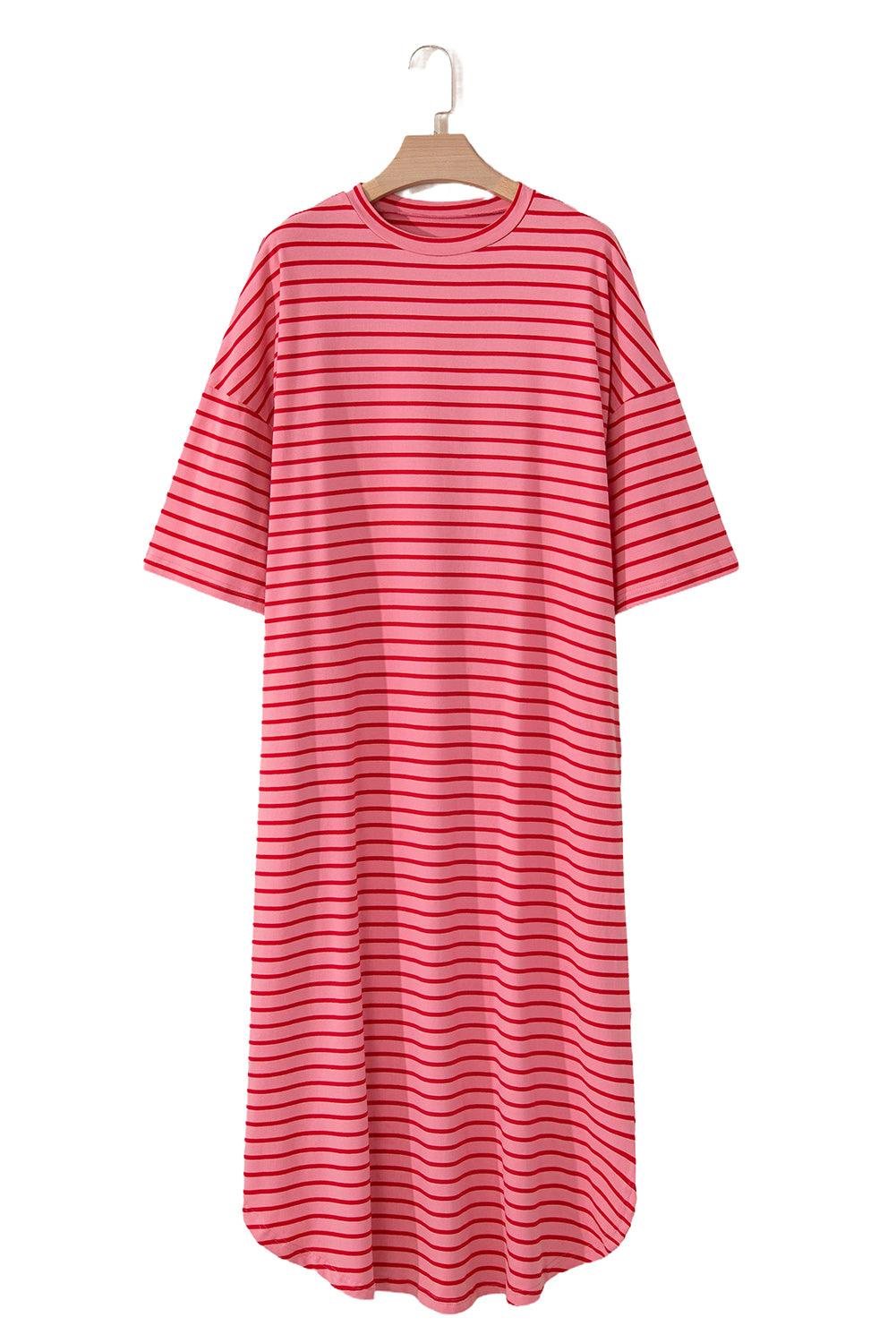 T-shirt Jurk met Gestreept Patroon - T Shirt Dresses - Jurkjes.co