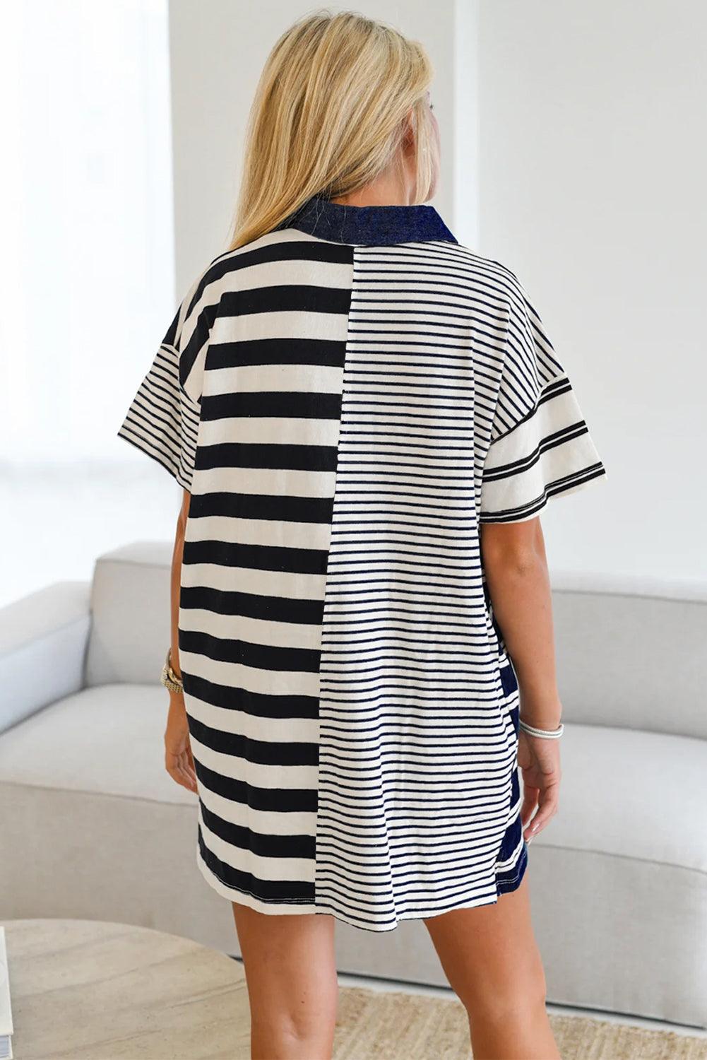 T-shirt Jurk met Gestreept Patroon - T Shirt Dresses - Jurkjes.co