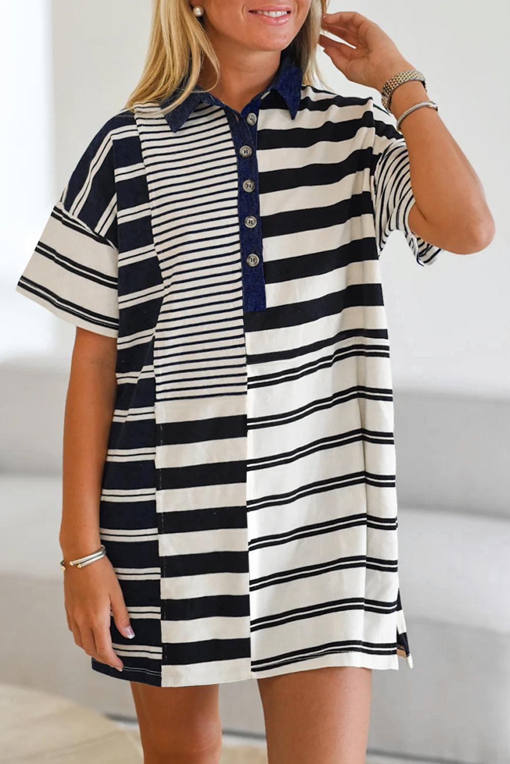 T-shirt Jurk met Gestreept Patroon - T Shirt Dresses - Jurkjes.co
