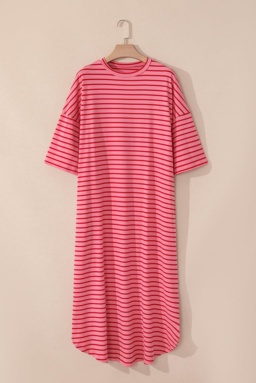T-shirt Jurk met Gestreept Patroon - T Shirt Dresses - Jurkjes.co