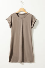 T-shirt Jurk met Omgeslagen Mouwen en Naad - T Shirt Dresses - Jurkjes.co