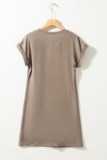 T-shirt Jurk met Omgeslagen Mouwen en Naad - T Shirt Dresses - Jurkjes.co