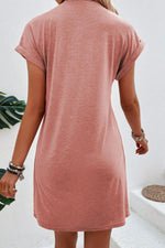 T-shirt Jurk met Rolmouwen en Naad - T Shirt Dresses - Jurkjes.co