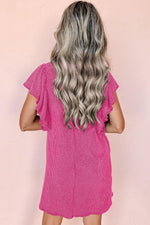 Textuur Ruches Mini Jurk met Vlinder Mouw - Mini Dresses - Jurkjes.co