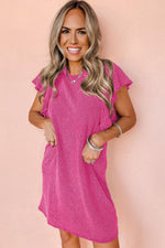 Textuur Ruches Mini Jurk met Vlinder Mouw - Mini Dresses - Jurkjes.co