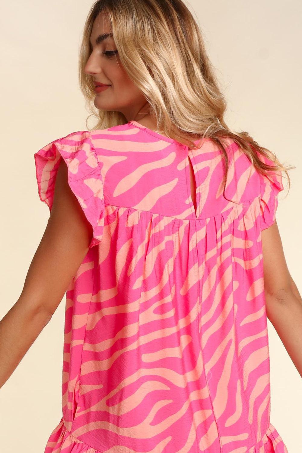 Tijger Jurk met Ruches en Zakken - Mini Dresses - Jurkjes.co