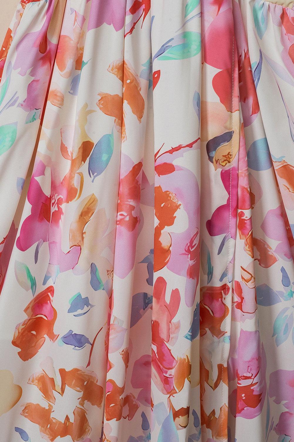 Tropische Bloemenprint Maxi-Jurk met V-hals - Floral Dresses - Jurkjes.co