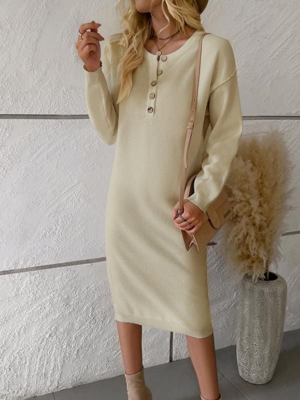 Trui Jurk met Knopsluiting en Lange Mouwen - Group4 - Jurkjes.co