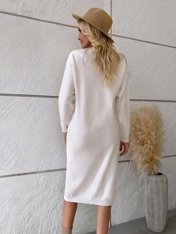 Trui Jurk met Knopsluiting en Lange Mouwen - Group4 - Jurkjes.co