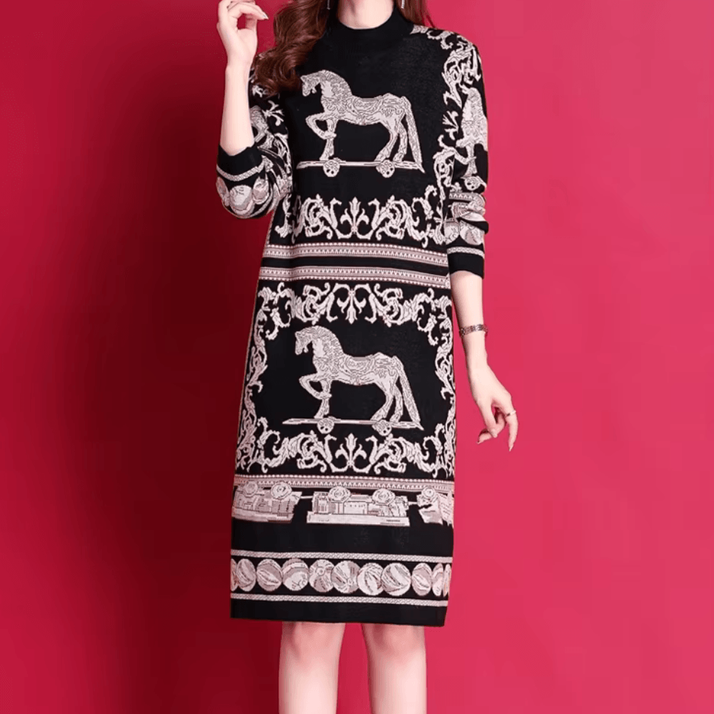 Trui Jurk met Paardenprint - Dresses - Jurkjes.co