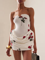 Tube Jurk met V-hals en Rozenprint - Maxi Dresses - Jurkjes.co