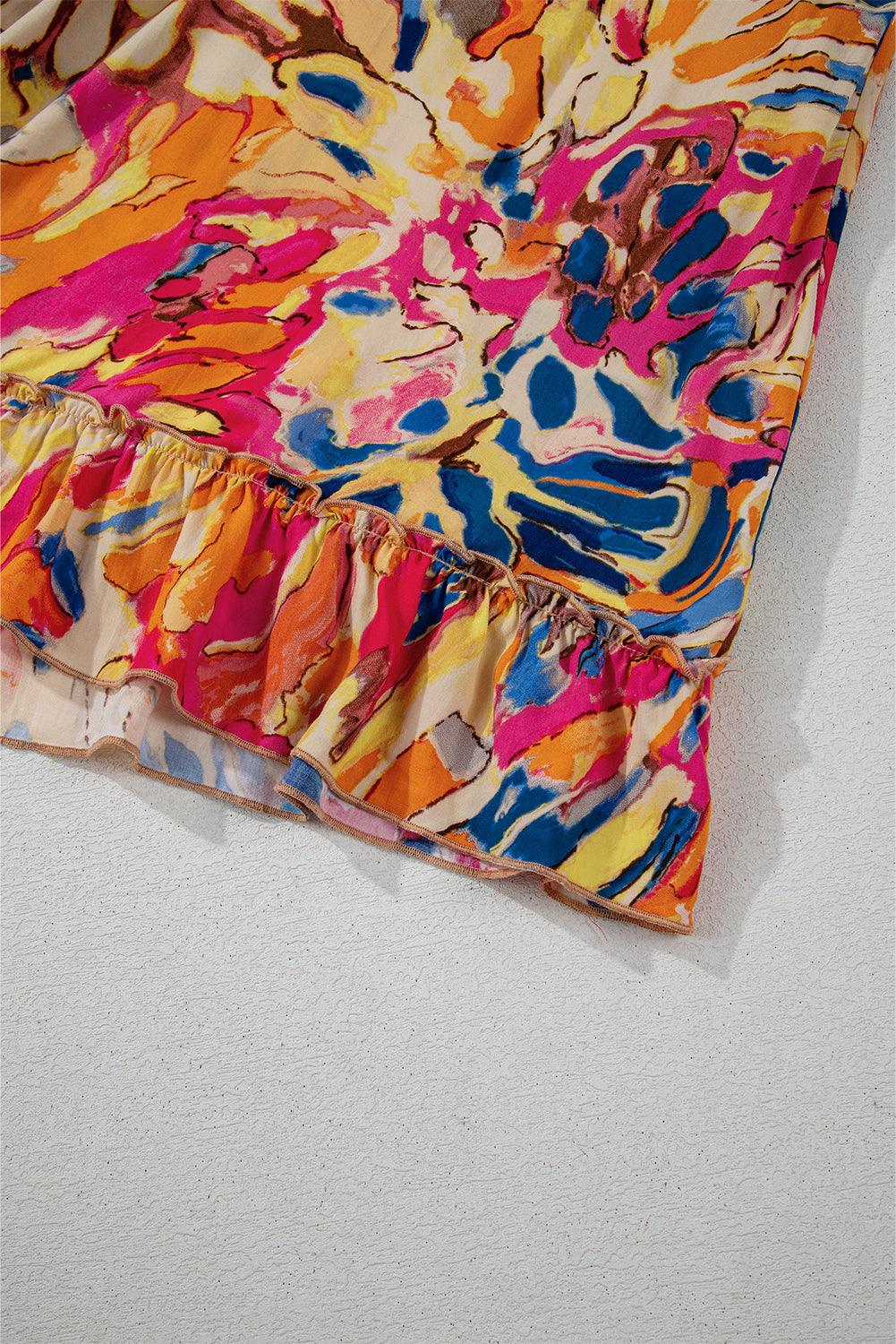 Tuniek Jurk met Bloemenprint en Ruches - Mini Dresses - Jurkjes.co