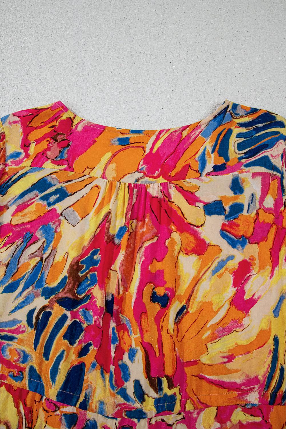 Tuniek Jurk met Bloemenprint en Ruches - Mini Dresses - Jurkjes.co