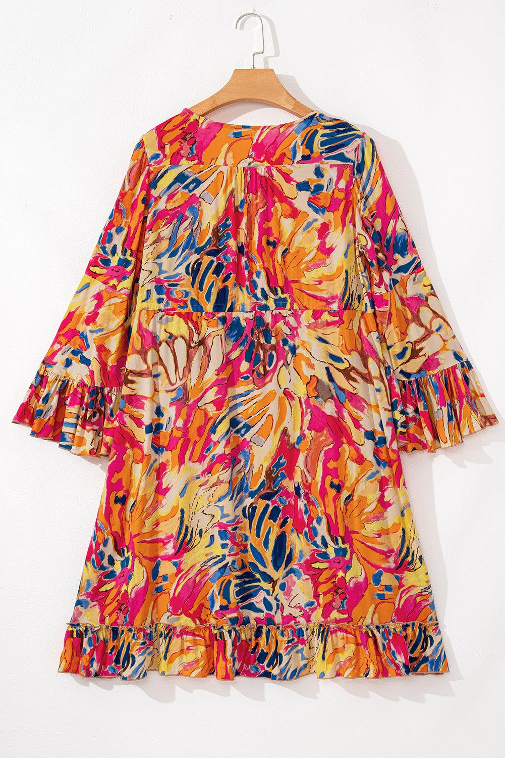 Tuniek Jurk met Bloemenprint en Ruches - Mini Dresses - Jurkjes.co