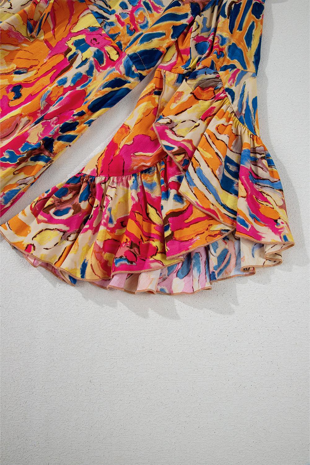 Tuniek Jurk met Bloemenprint en Ruches - Mini Dresses - Jurkjes.co