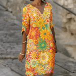 Tuniekjurk met Vrolijke Bloemenprint - CB - Dresses - Jurkjes.co