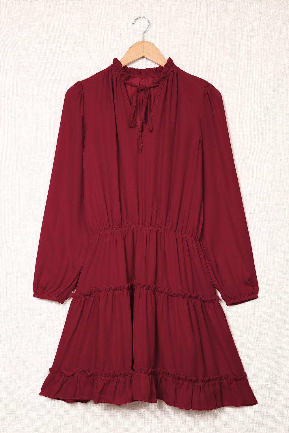 V-hals Ruche Gelaagde Mini Jurk - Mini Dresses - Jurkjes.co