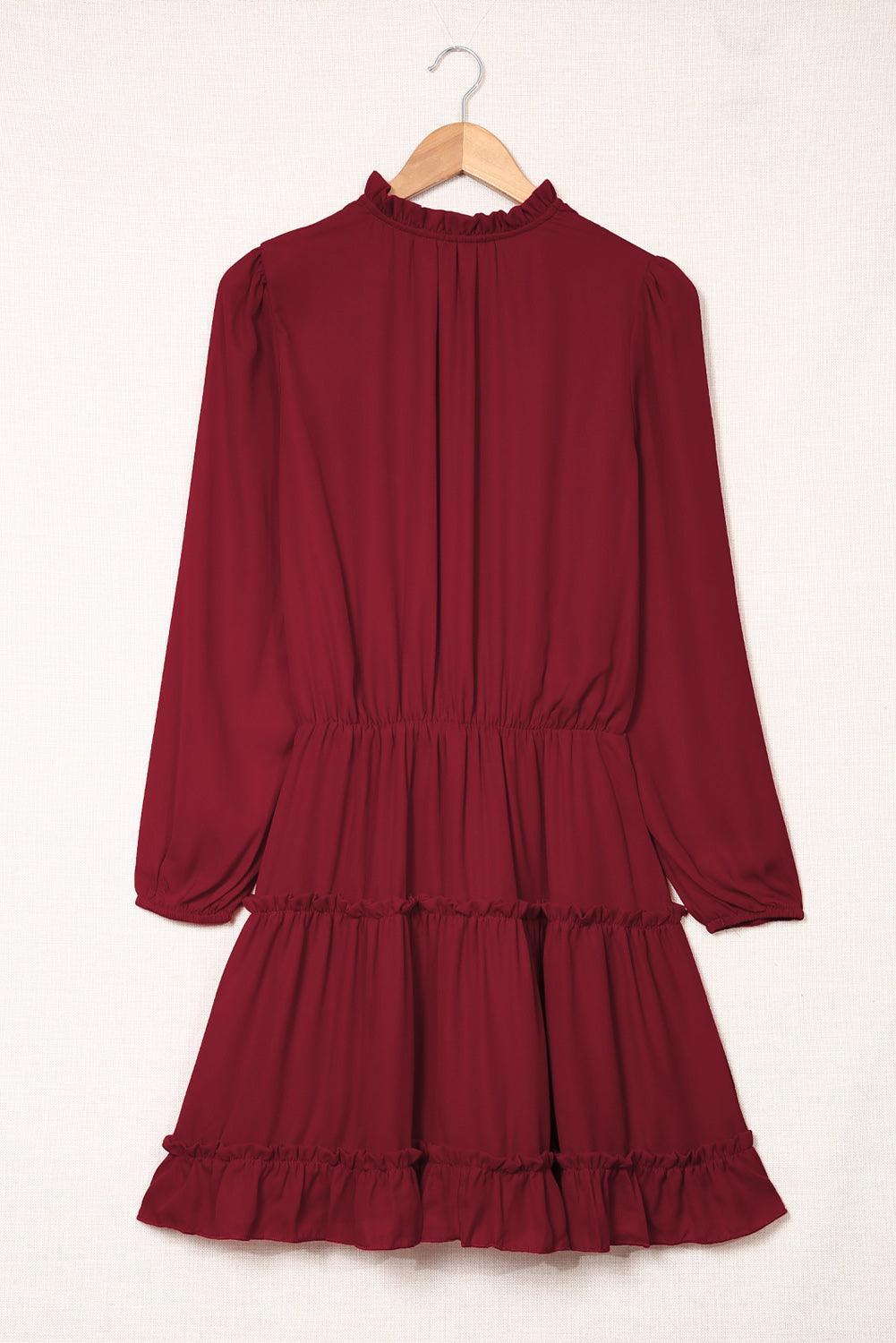 V-hals Ruche Gelaagde Mini Jurk - Mini Dresses - Jurkjes.co