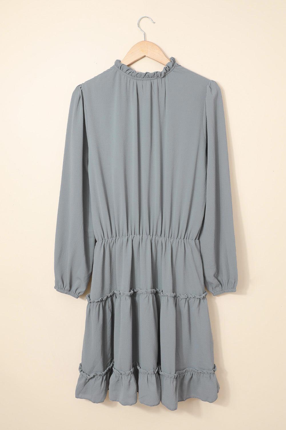 V-hals Ruche Gelaagde Mini Jurk - Mini Dresses - Jurkjes.co
