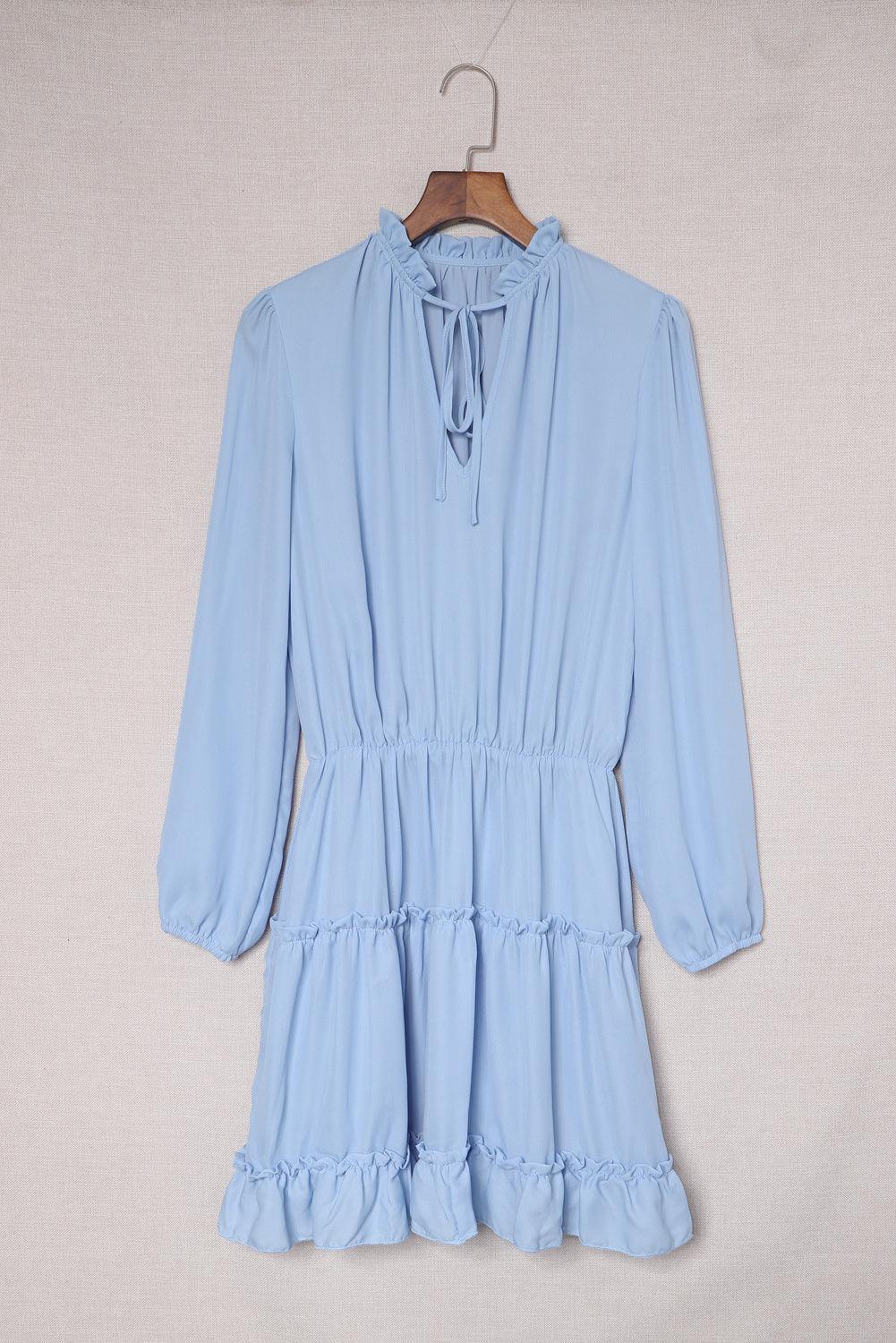 V-hals Ruche Gelaagde Mini Jurk - Mini Dresses - Jurkjes.co