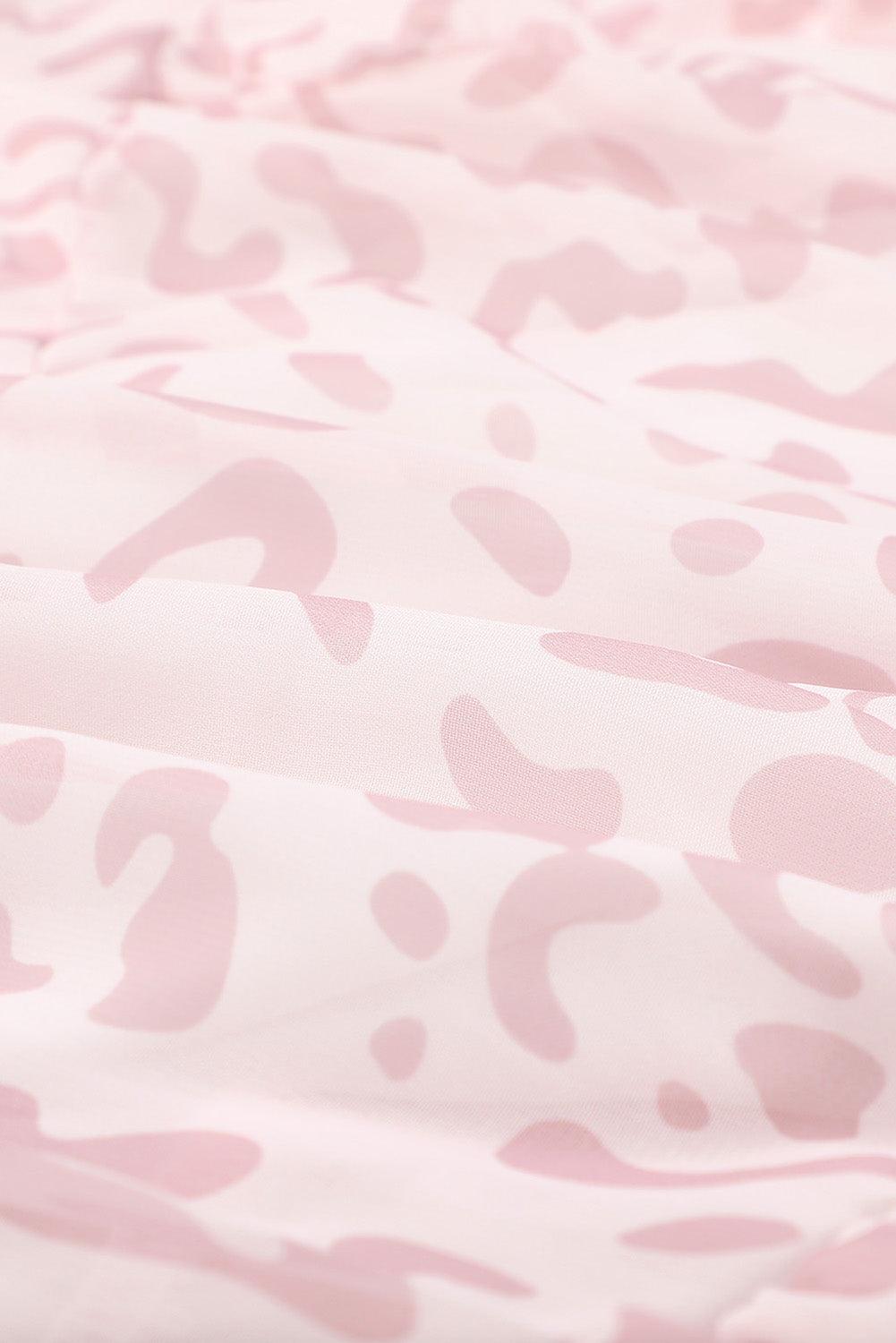 V-hals Ruffle Swing Mini Jurk met Luipaardprint - Mini Dresses - Jurkjes.co