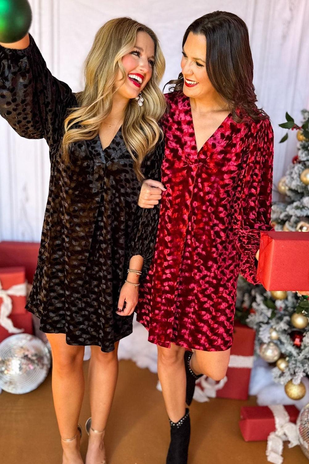 Velvet Mini Jurk met V-Hals en Ballonmouwen - Mini Dresses - Jurkjes.co