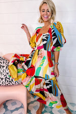Vierkante Hals Boho Maxi-Jurk met Print - Maxi Dresses - Jurkjes.co