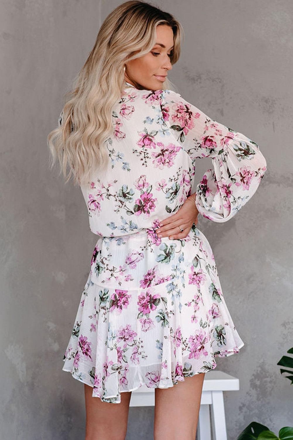 Vintage Bloemenprint Jurk met Koord - Floral Dresses - Jurkjes.co