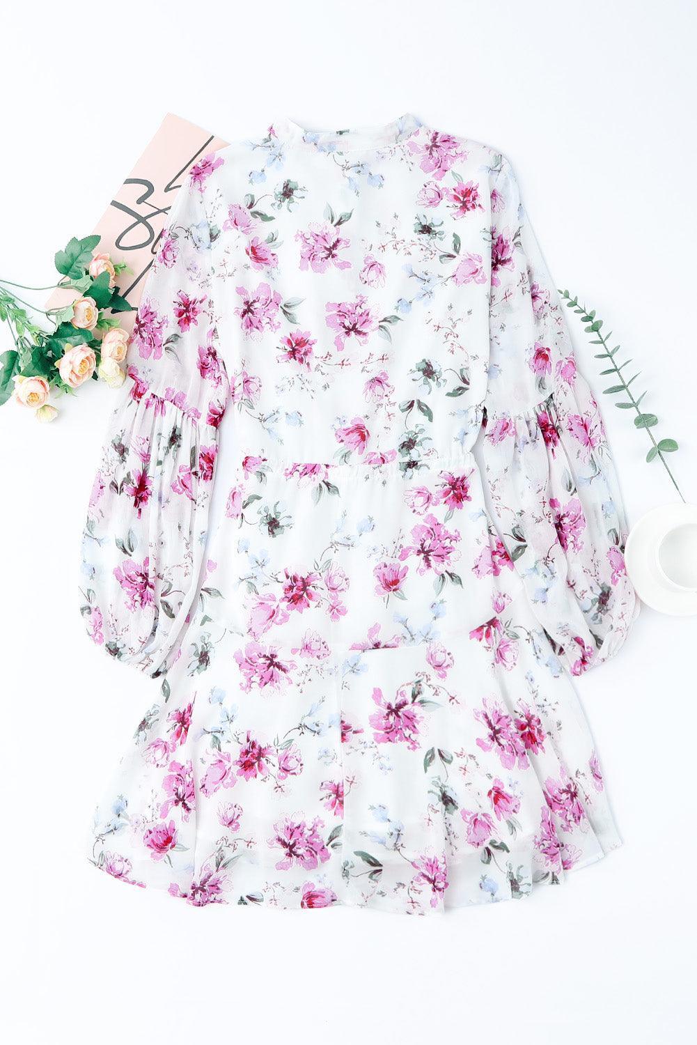 Vintage Bloemenprint Jurk met Koord - Floral Dresses - Jurkjes.co