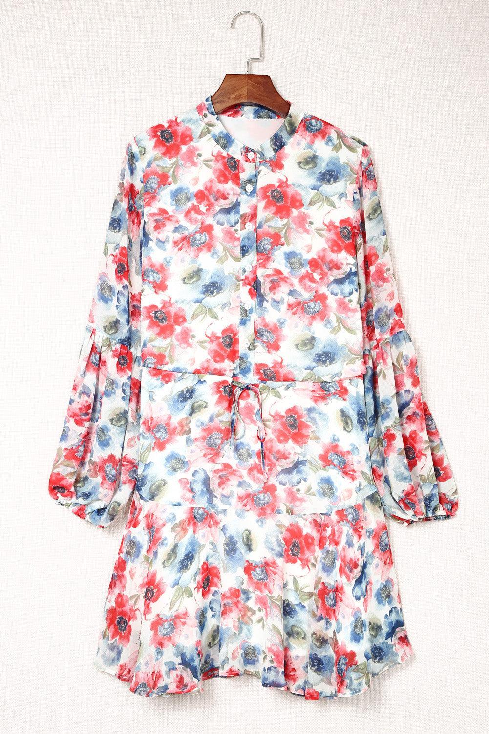 Vintage Bloemenprint Jurk met Strik - Mini Dresses - Jurkjes.co