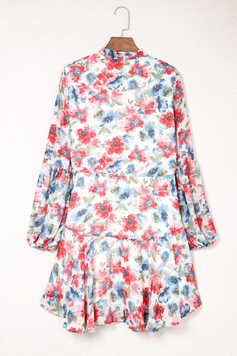 Vintage Bloemenprint Jurk met Strik - Mini Dresses - Jurkjes.co