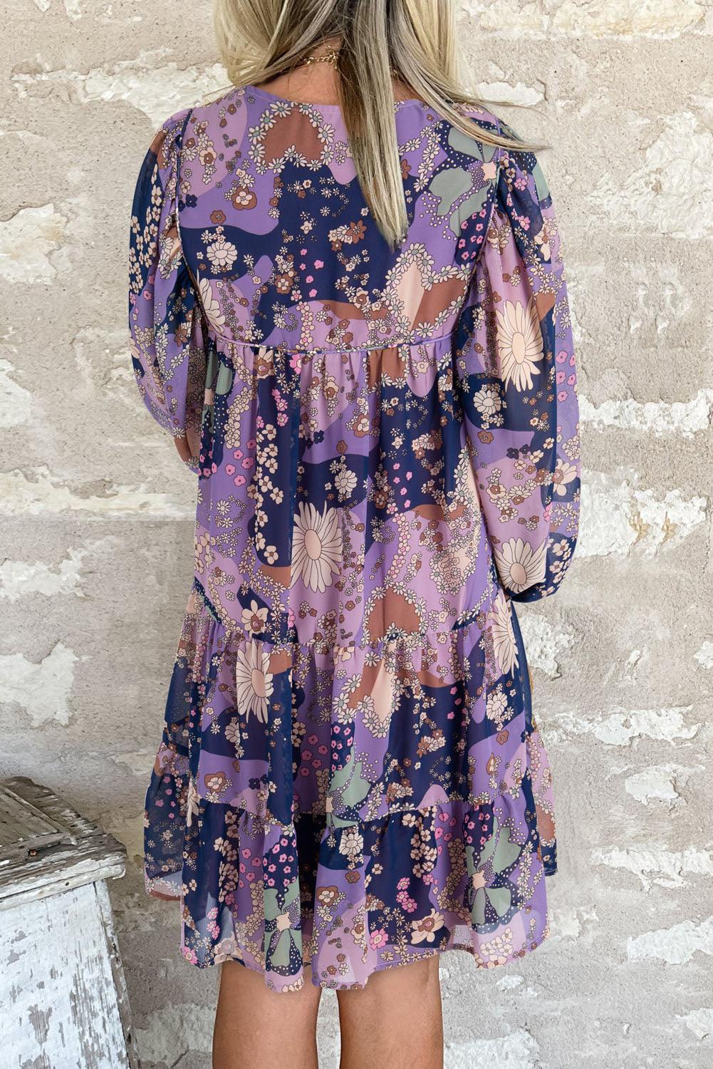 Vintage Daisy Bloemenjurk met Pofmouwen - Floral Dresses - Jurkjes.co