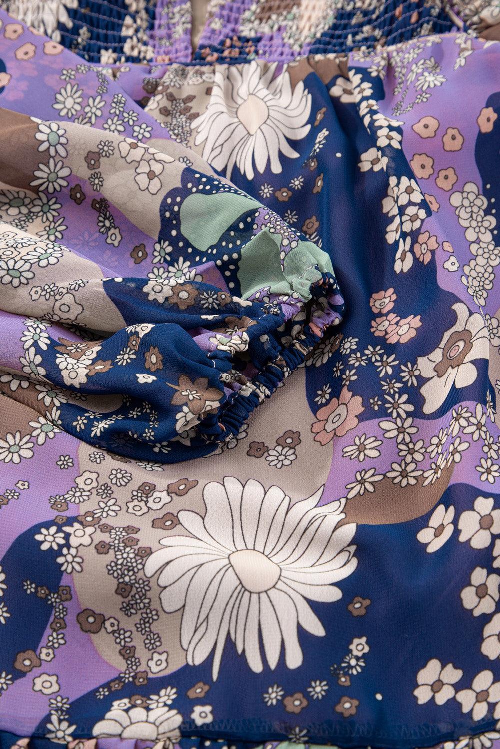 Vintage Daisy Bloemenjurk met Pofmouwen - Floral Dresses - Jurkjes.co