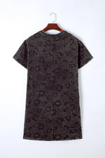 Vintage Washed Luipaard T-Shirt Jurk met Zakken - T Shirt Dresses - Jurkjes.co